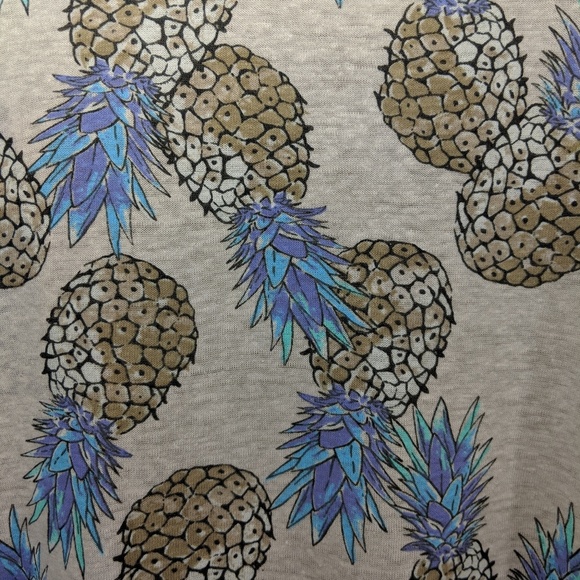 Lucky Brand Pineapple Print Linen Blend T-shirt 1x - Picture 4 of 8